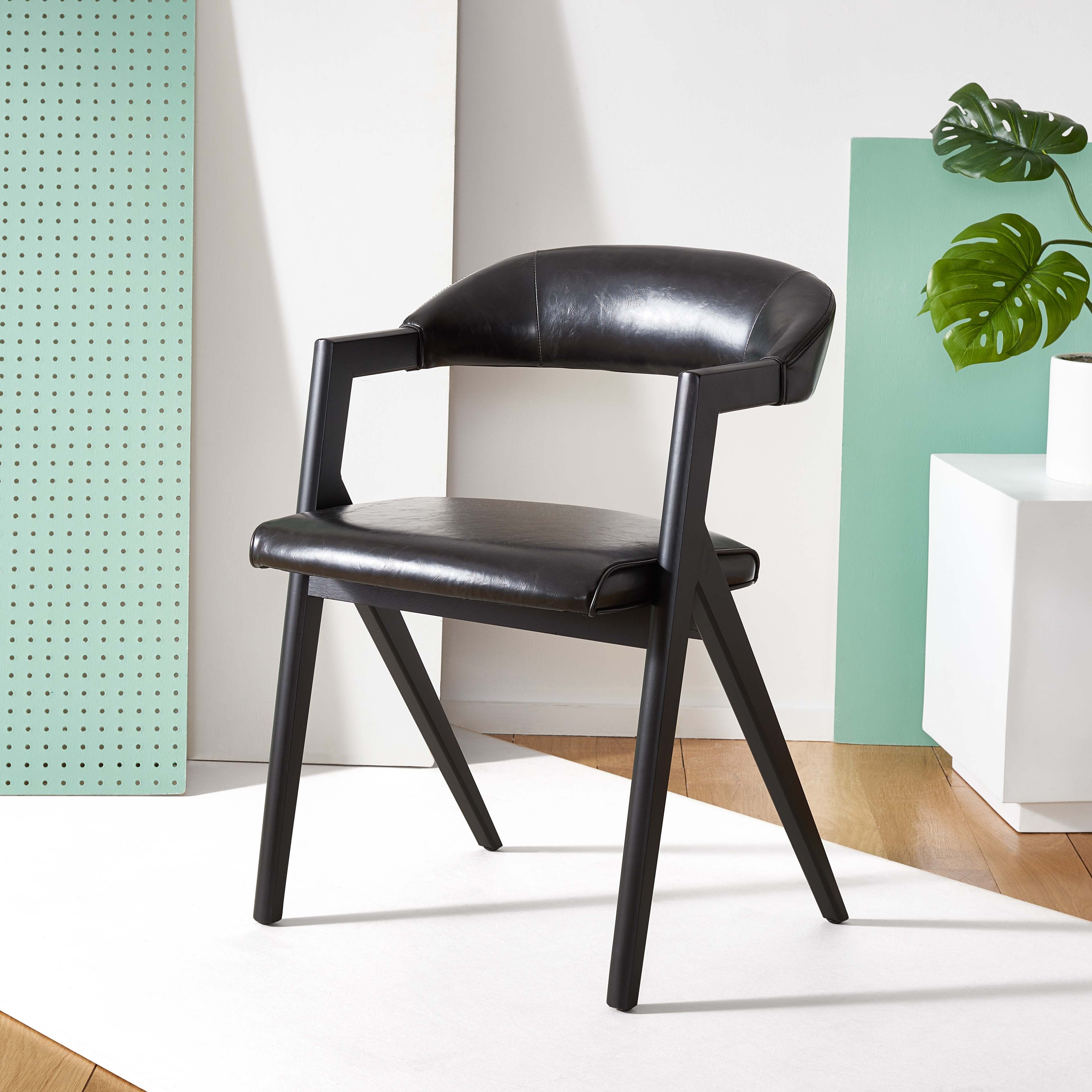 Safavieh Couture Sherisse Vegan Leather Dining Chair , SFV5024 - Black