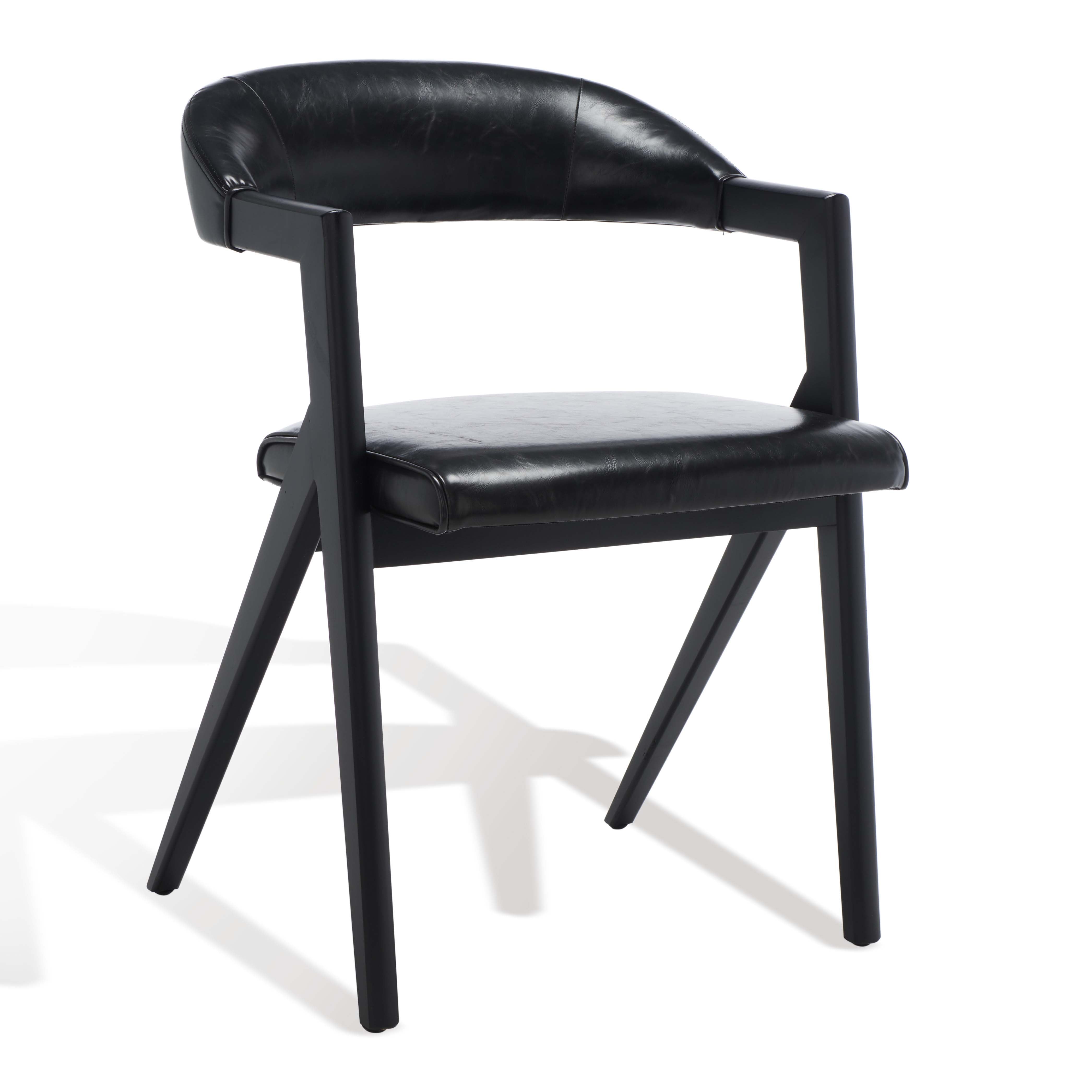 Safavieh Couture Sherisse Vegan Leather Dining Chair , SFV5024 - Black