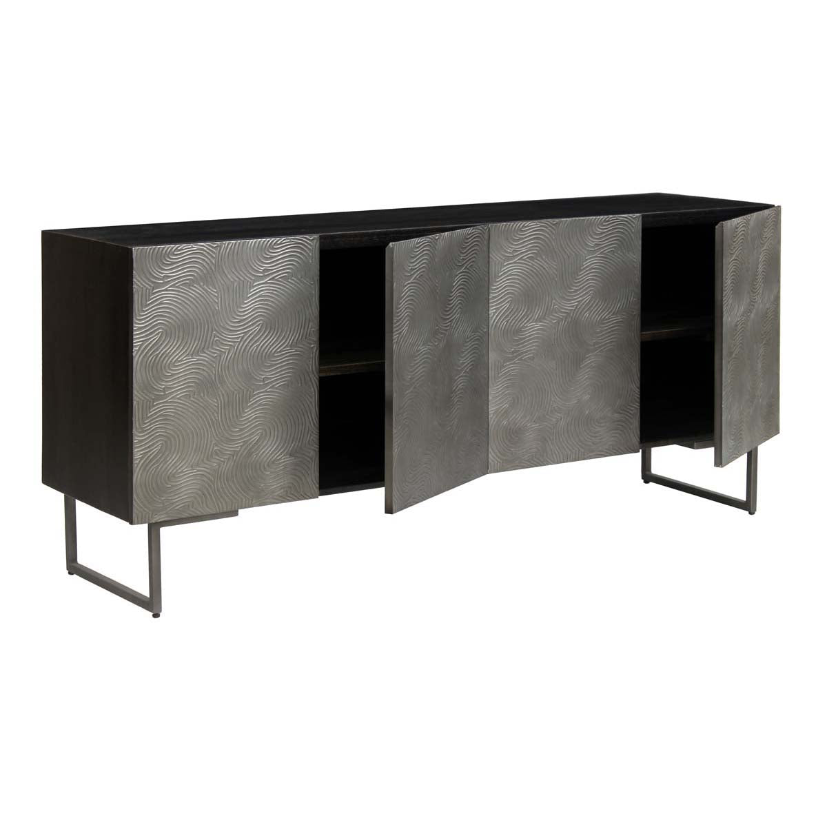 Safavieh Couture Boone Abstract Wave 4 Door Sideboard - Brown / Silver