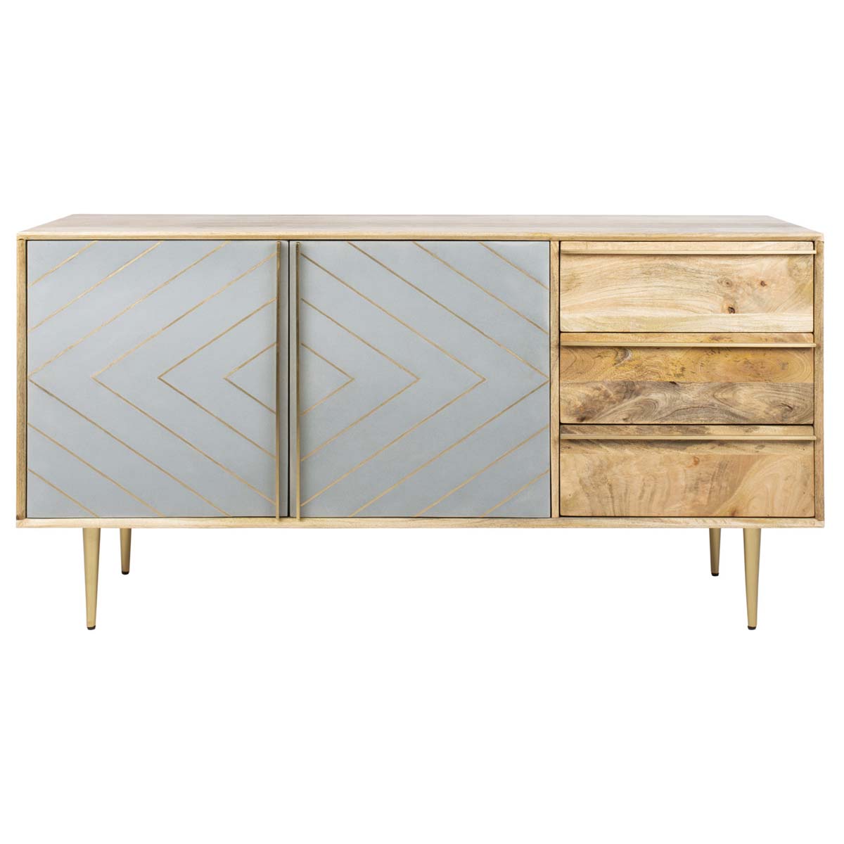 Safavieh Couture Titan Gold Inlayed Cement Sideboard - Natural Mango / Brass / Cement