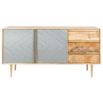 Safavieh Couture Titan Gold Inlayed Cement Sideboard - Natural Mango / Brass / Cement