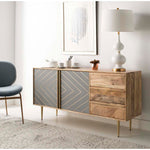 Safavieh Couture Titan Gold Inlayed Cement Sideboard - Natural Mango / Brass / Cement