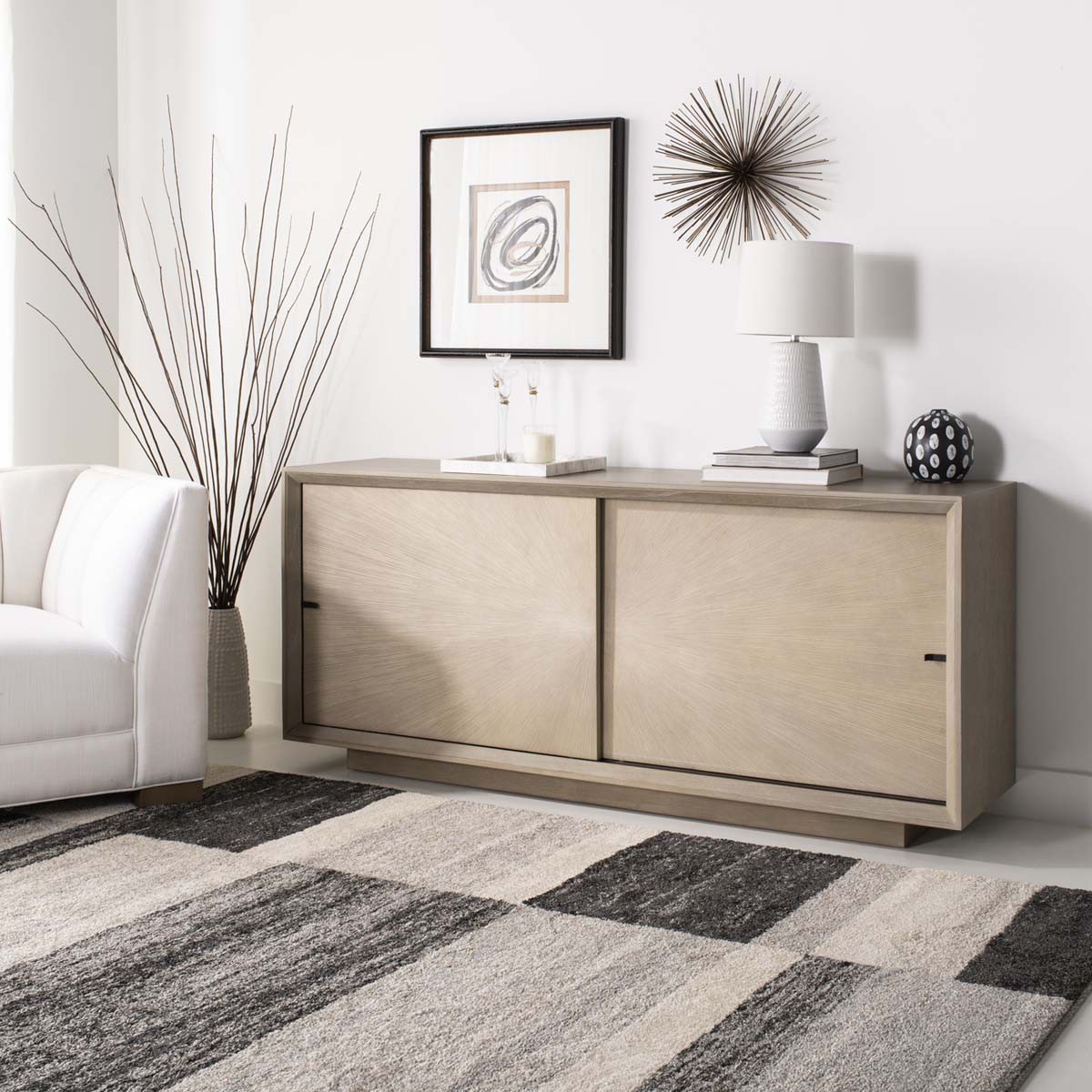 Safavieh Couture Francia Sliding 2 Door Sideboard - Grey Oak