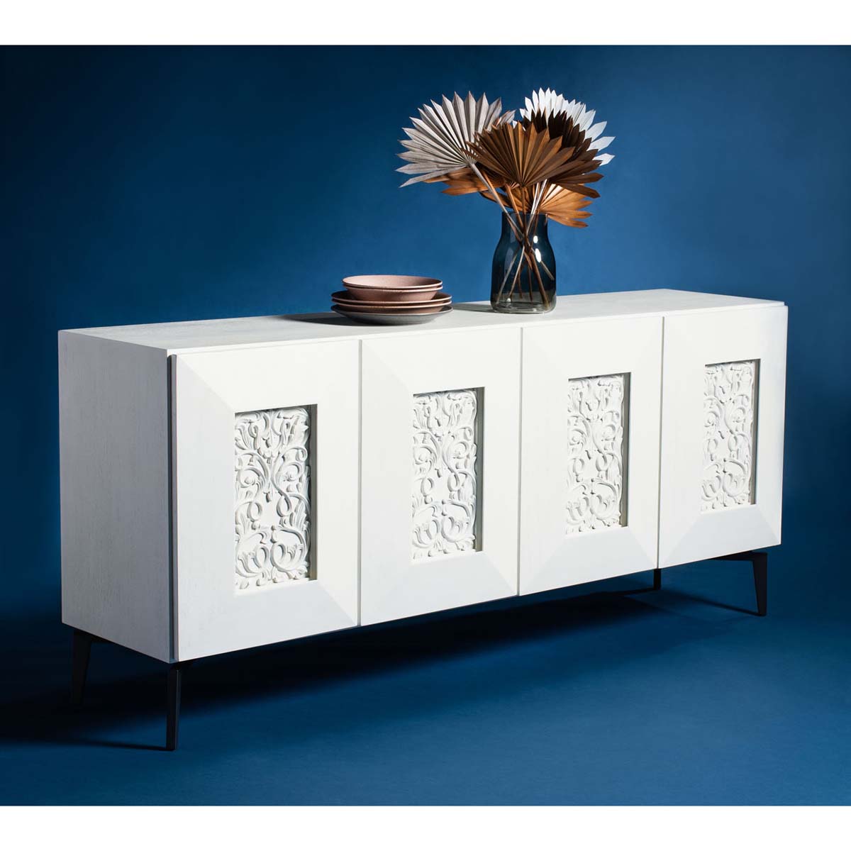 Safavieh Couture Jennings Carved Wood Sideboard - White