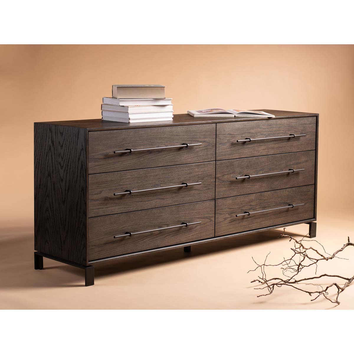 Safavieh Couture Simmons 6 Drawer Wood Dresser - Dark Walnut