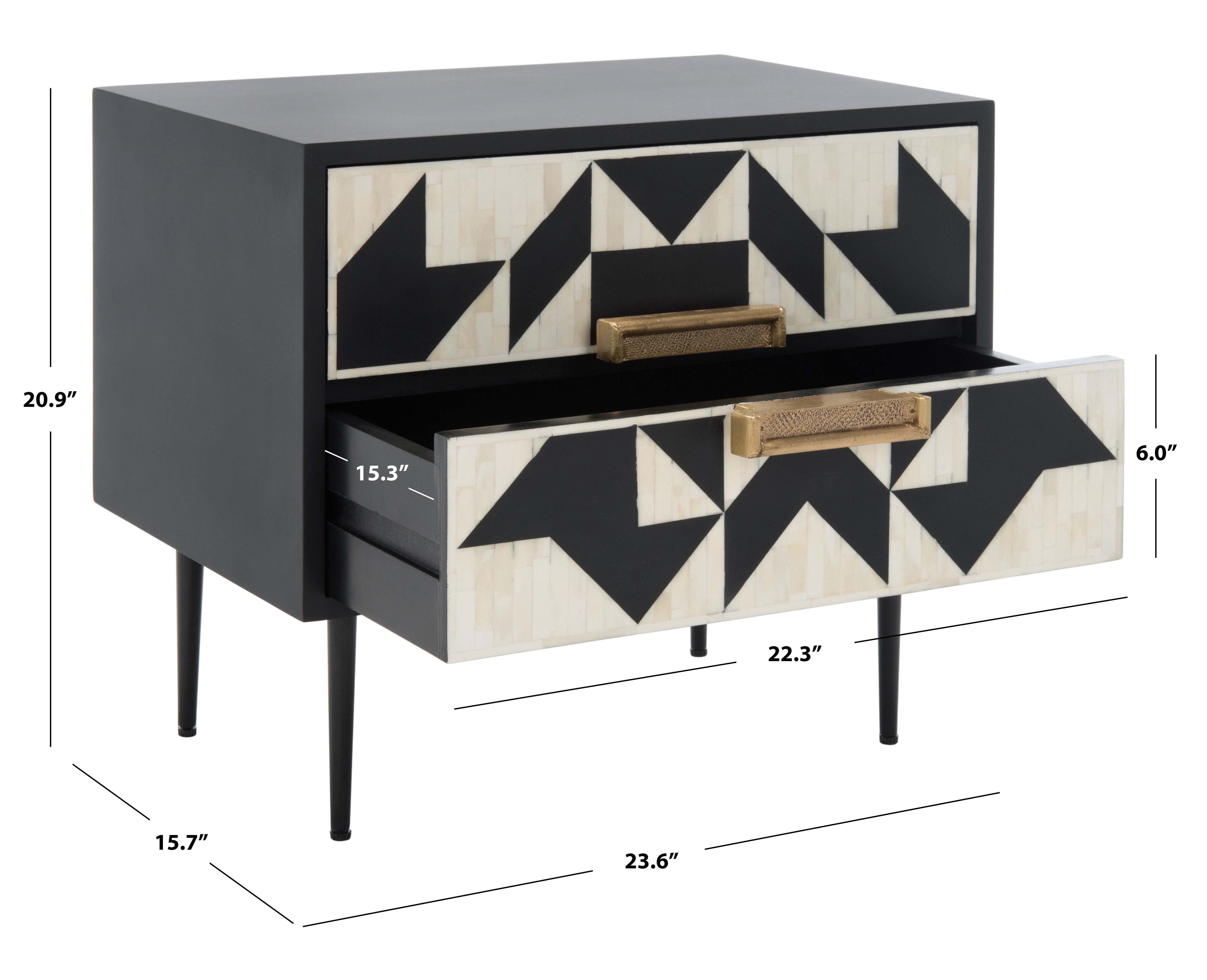 Safavieh Couture Kimori 2 Drawer Nightstand - Black / White