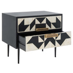 Safavieh Couture Kimori 2 Drawer Nightstand - Black / White