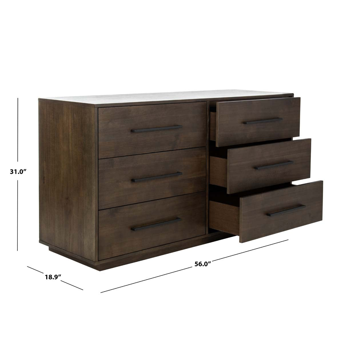 Safavieh Couture Lawson 6 Drawer Dresser - Dark Chocolate