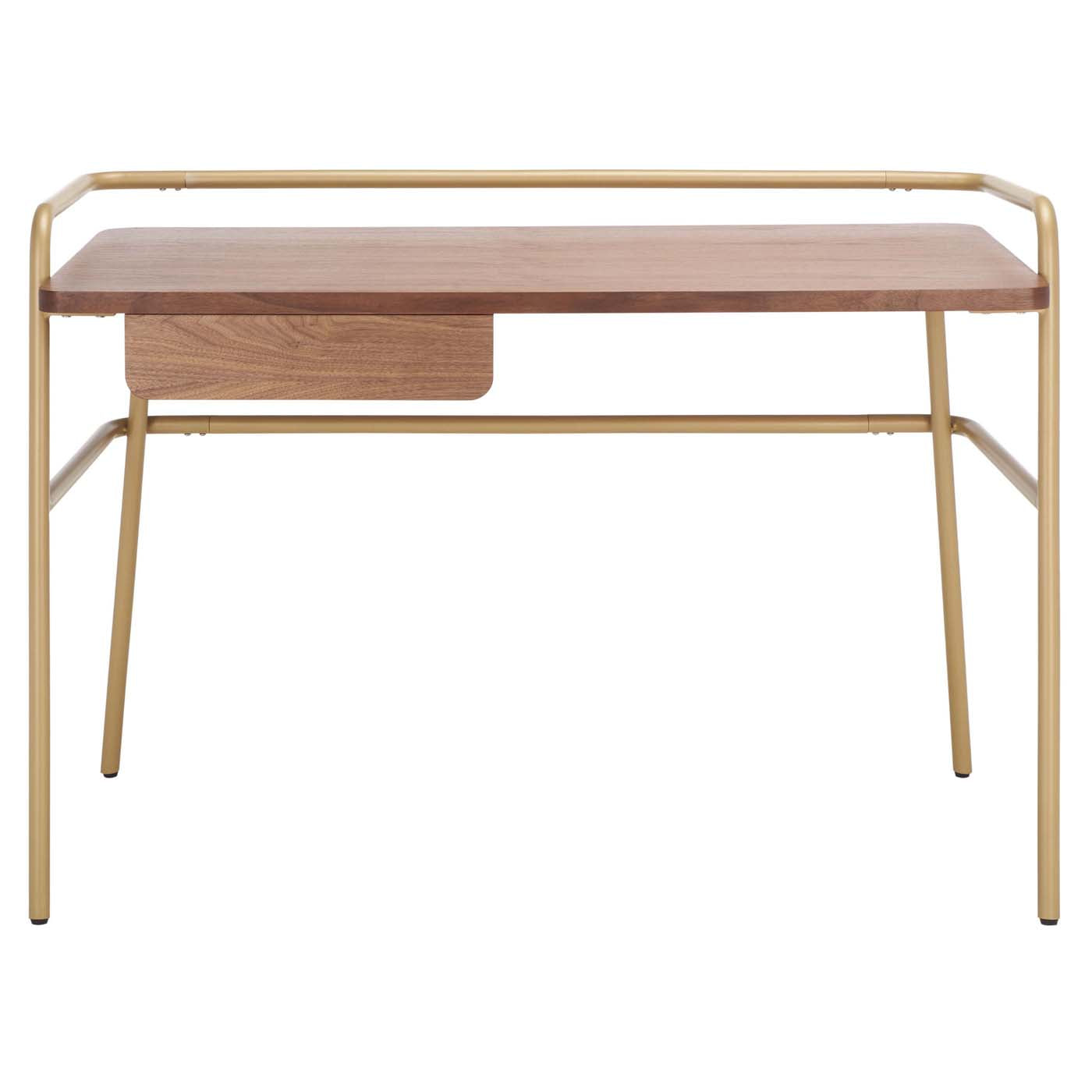 Safavieh Couture Regis Metal And Wood Desk - Walnut / Bronze