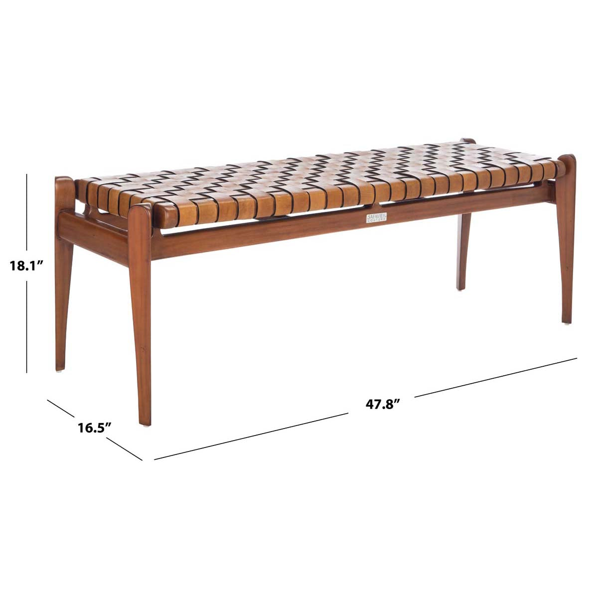 Safavieh Couture Dilan Leather Bench - Brown / Light Brown