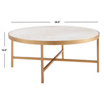 Safavieh Couture Caralyn Round Marble Coffee Table - White / Brass