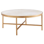 Safavieh Couture Caralyn Round Marble Coffee Table - White / Brass