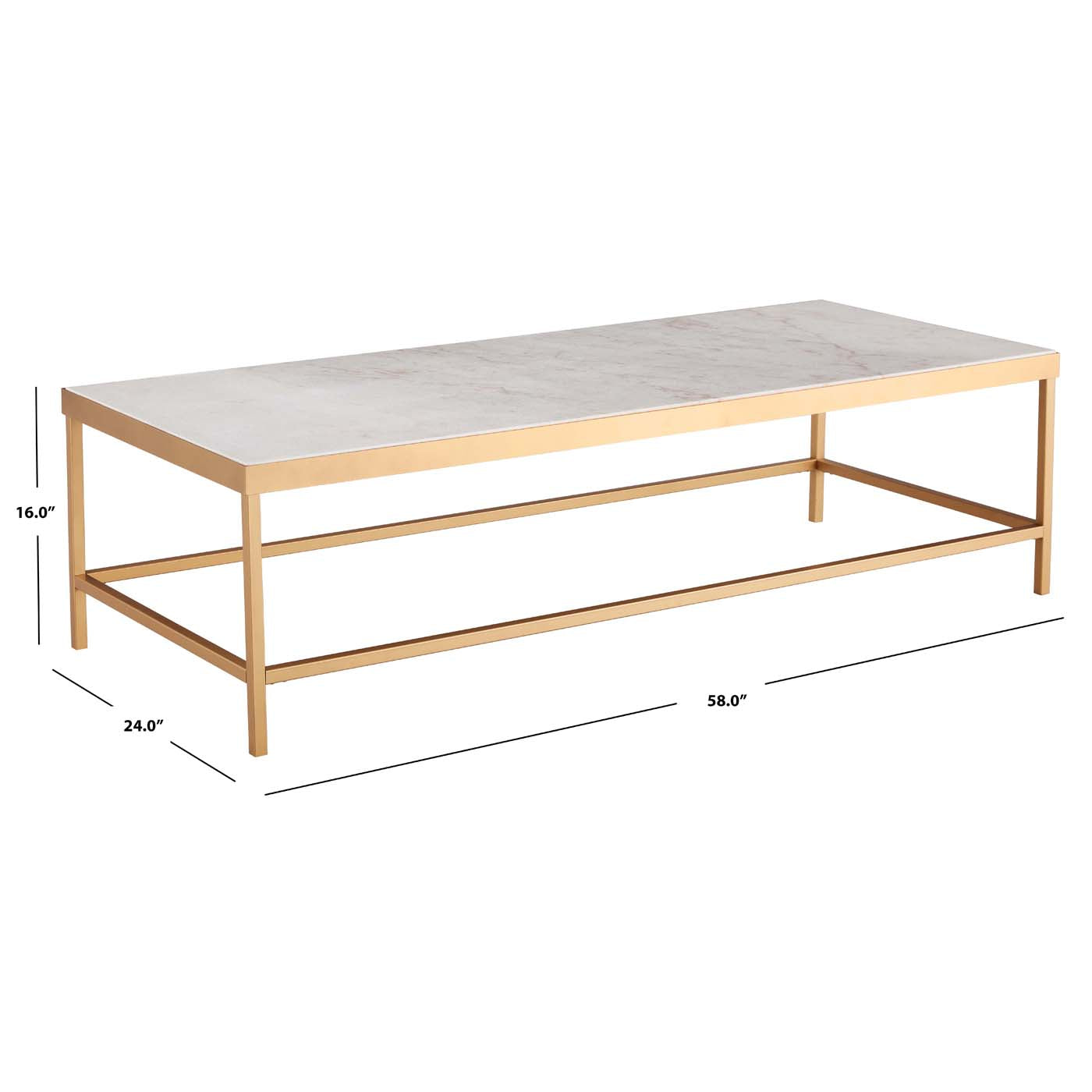 Safavieh Couture Caralyn Rectangle Marble Coffee Table - White / Brass