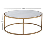 Safavieh Couture Brynna Round Marble Coffee Table - White / Bronze