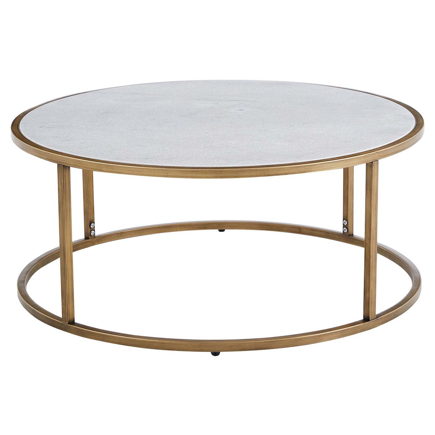 Safavieh Couture Brynna Round Marble Coffee Table - White / Bronze