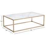 Safavieh Couture Brynna Rectangle Marble Coffee Table - White / Bronze