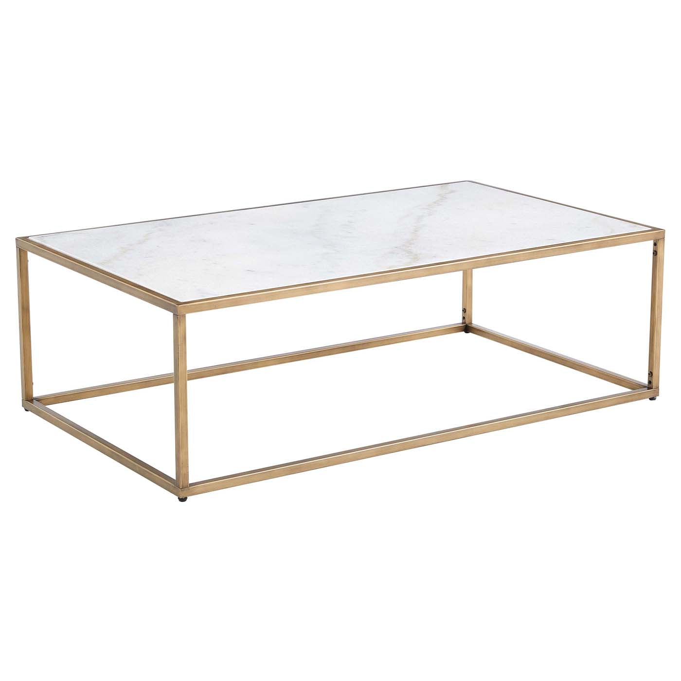 Safavieh Couture Brynna Rectangle Marble Coffee Table - White / Bronze