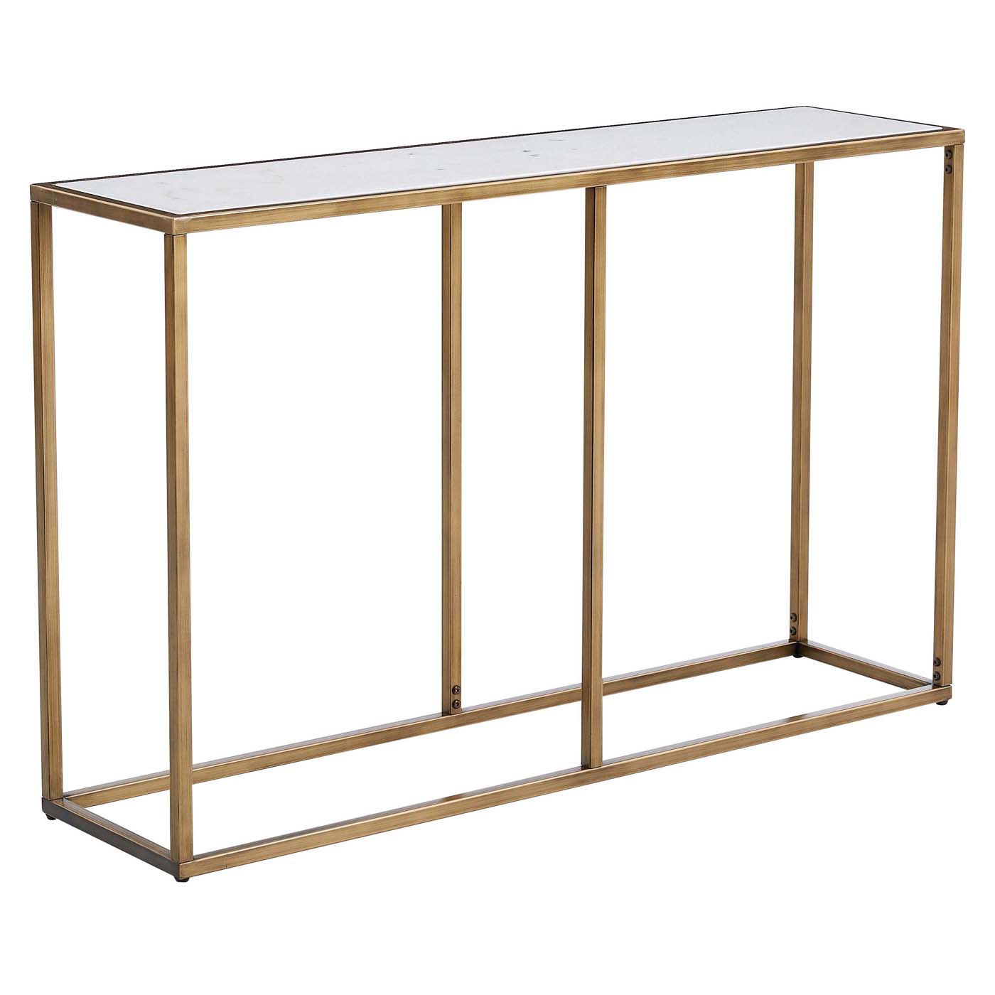 Safavieh Couture Brynna Marble Console Table - White / Bronze