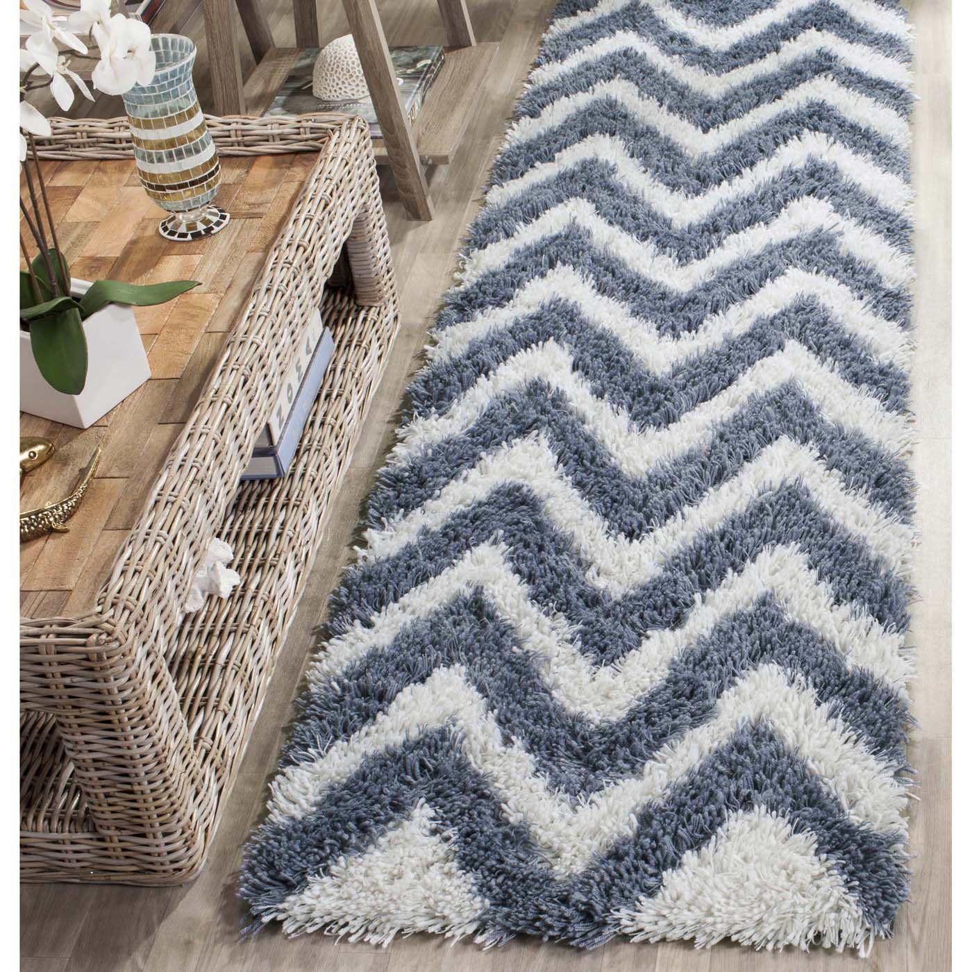 Safavieh Shag 50 Rug, SG250 - Ivory / Blue