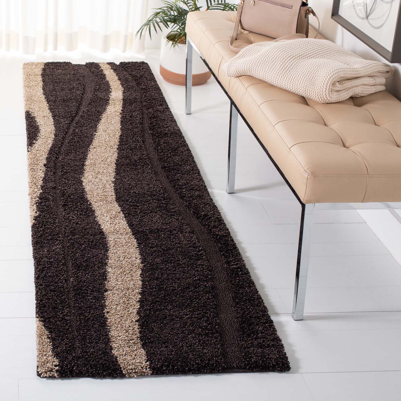 Safavieh Shag 451 Rug, SG451 - Dark Brown / Beige