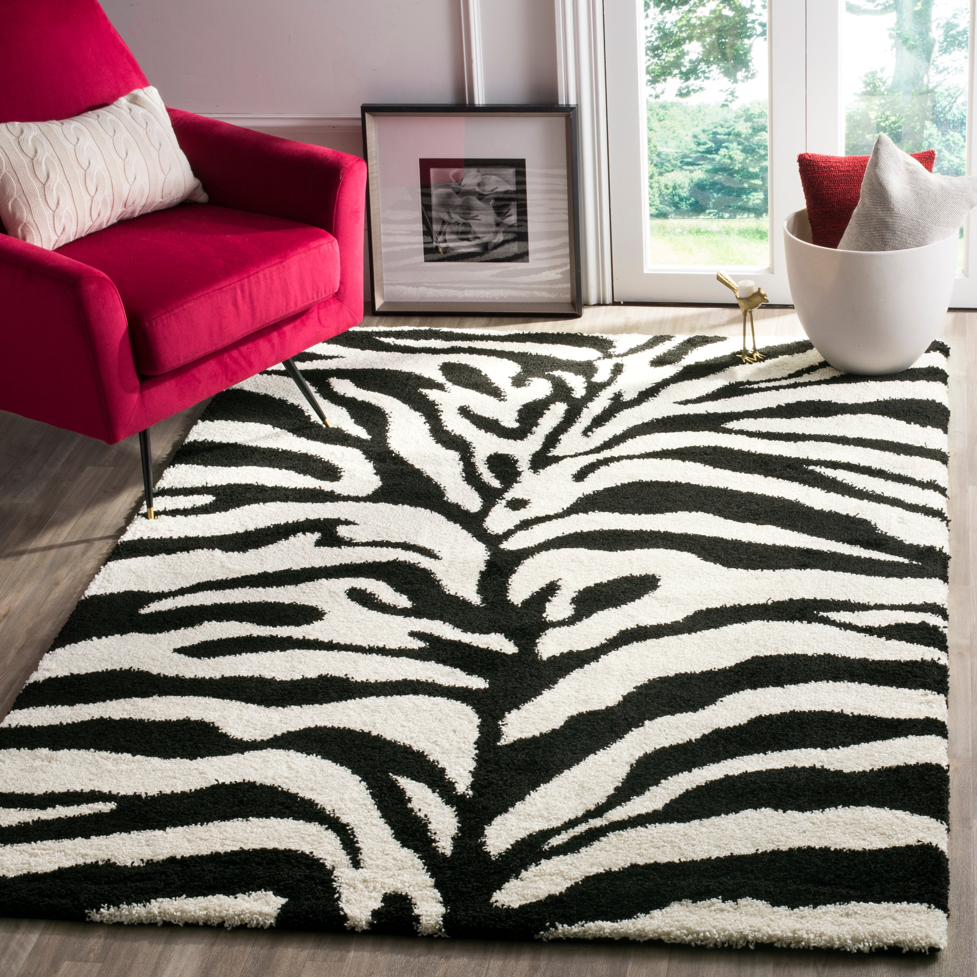 Safavieh Shag 452 Rug, SG452 - Ivory / Black