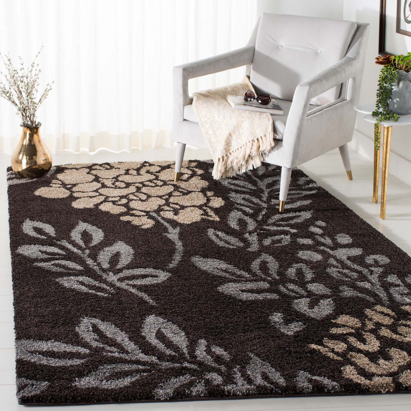 Safavieh Shag 56- Rug, SG456- - Dark Brown / Grey