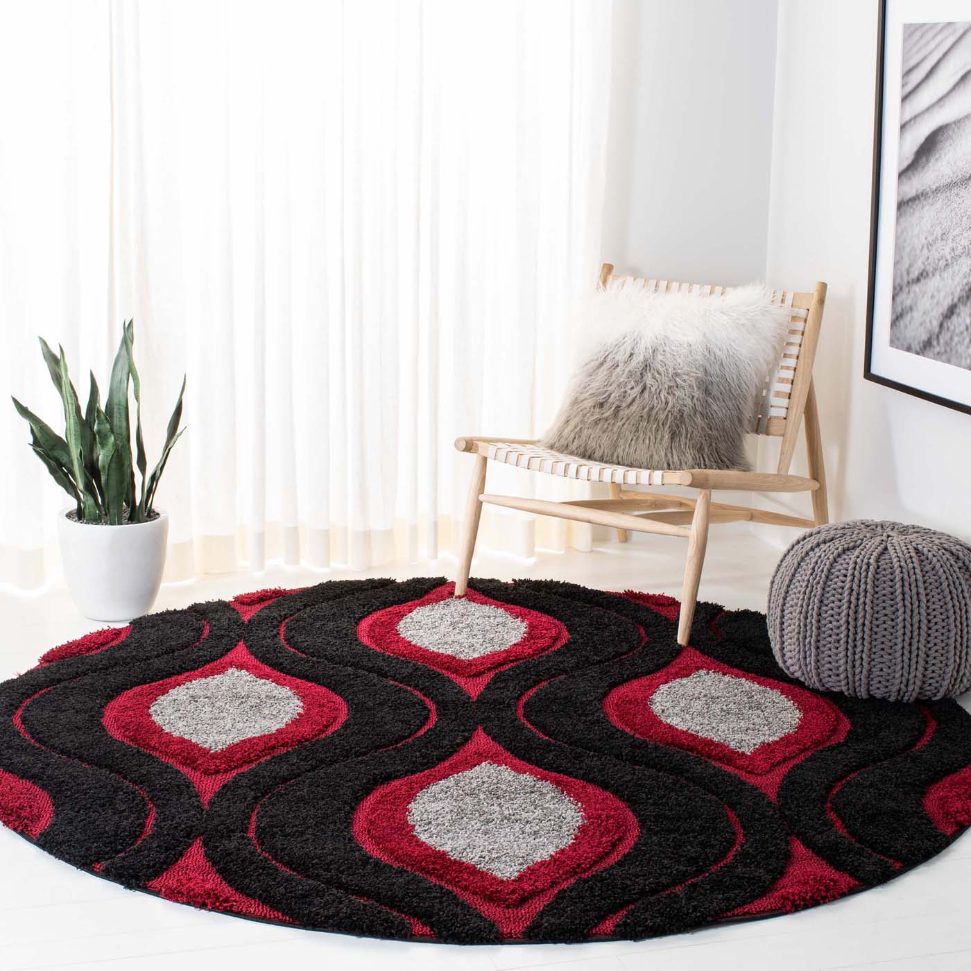 Safavieh Shag 61- Rug, SG461- - Black / Red