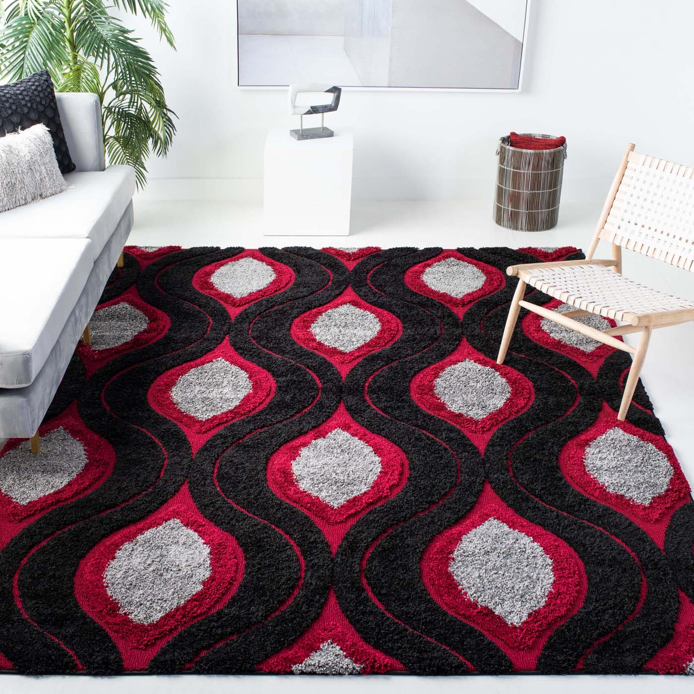 Safavieh Shag 61- Rug, SG461- - Black / Red