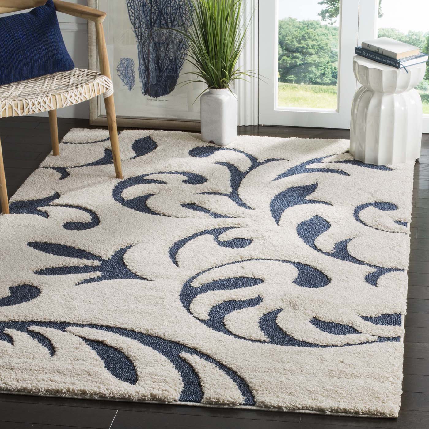 Safavieh Shag 68 Rug, SG468 - Cream / Blue