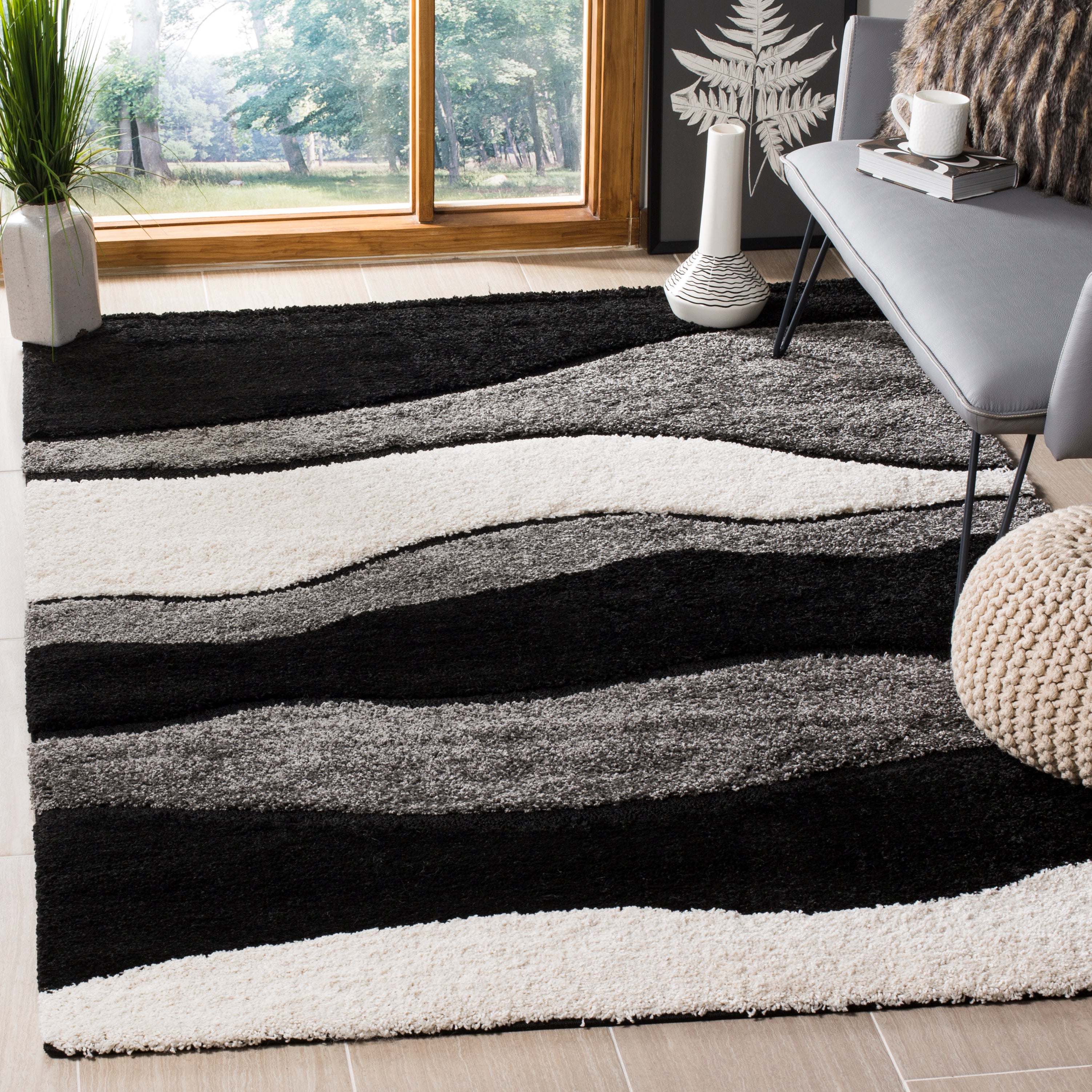 Safavieh Shag 75- Rug, SG475- - Grey / Black