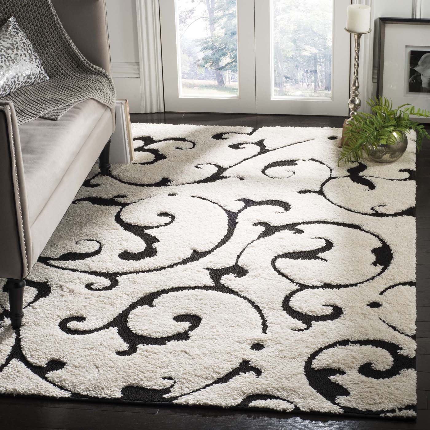 Safavieh Shag 76- Rug, SG476- - Ivory / Black