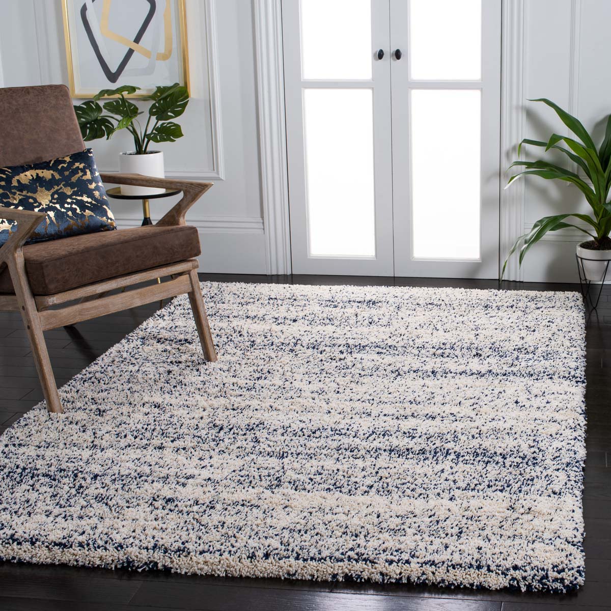 Safavieh Hudson Shag 295 Rug, SGH295 - Ivory / Navy