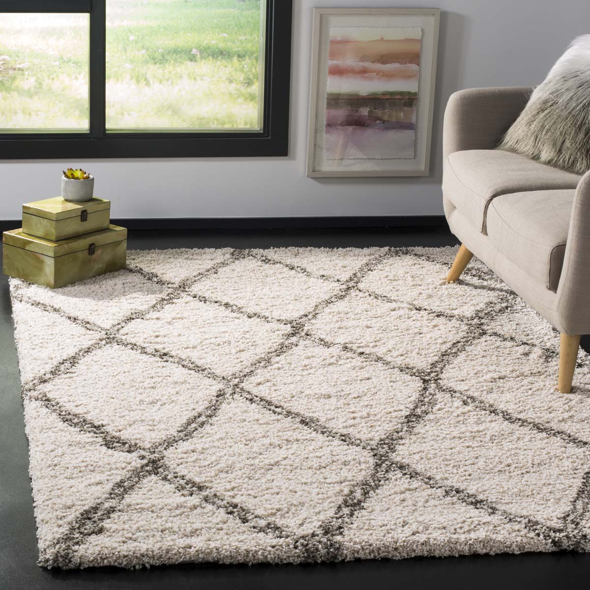 Safavieh Hudson Shag 329 Rug, SGH329 - Ivory / Grey