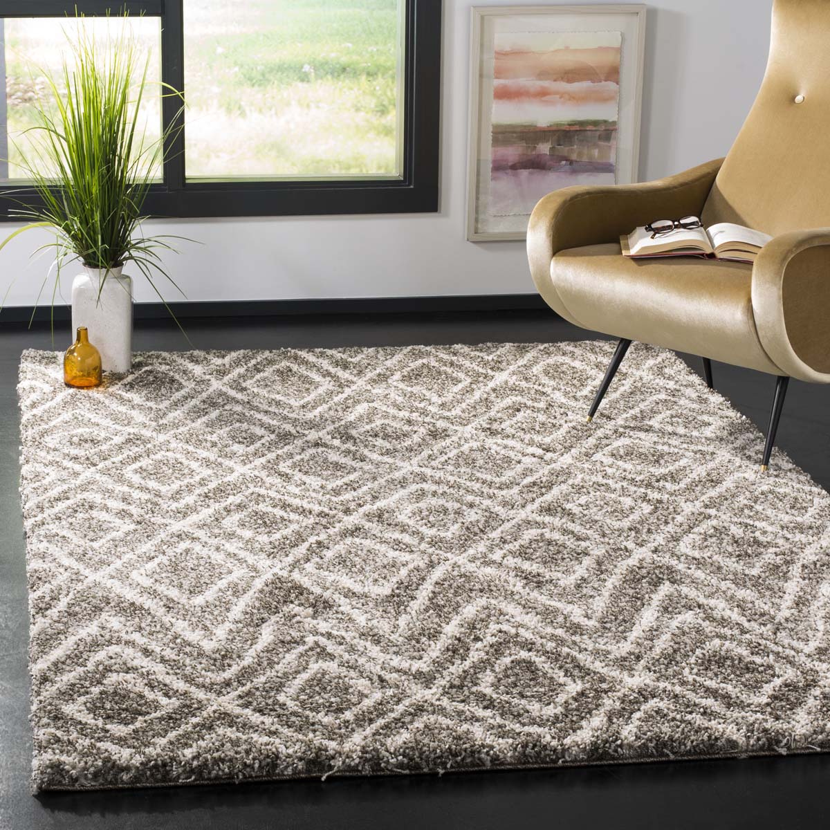 Safavieh Hudson Shag 332 Rug, SGH332 - Grey / Ivory