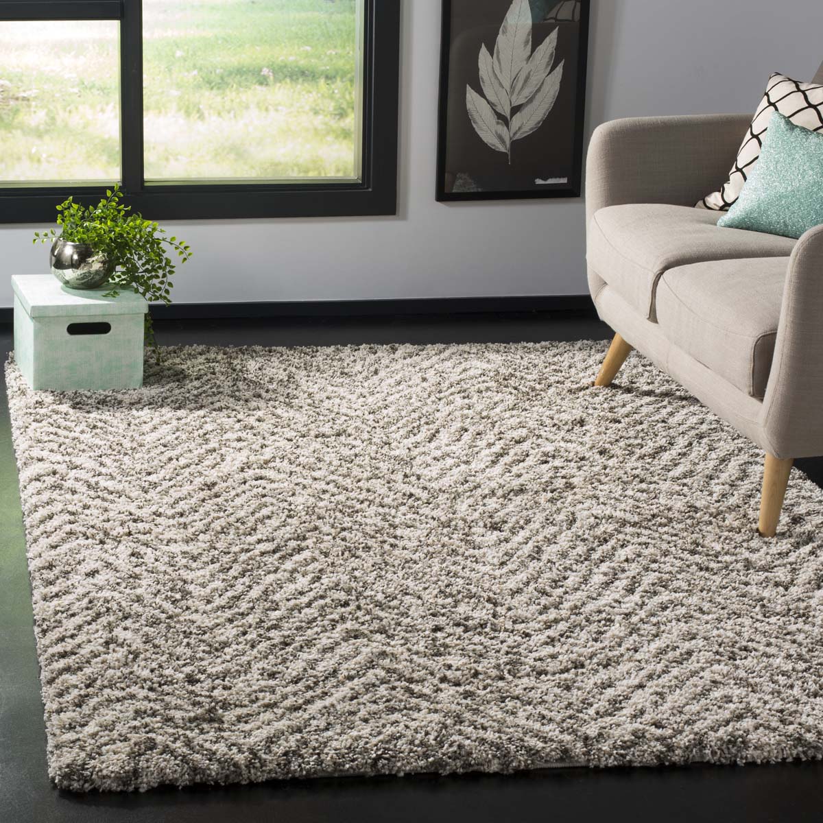 Safavieh Hudson Shag 375 Rug, SGH375 - Ivory / Grey