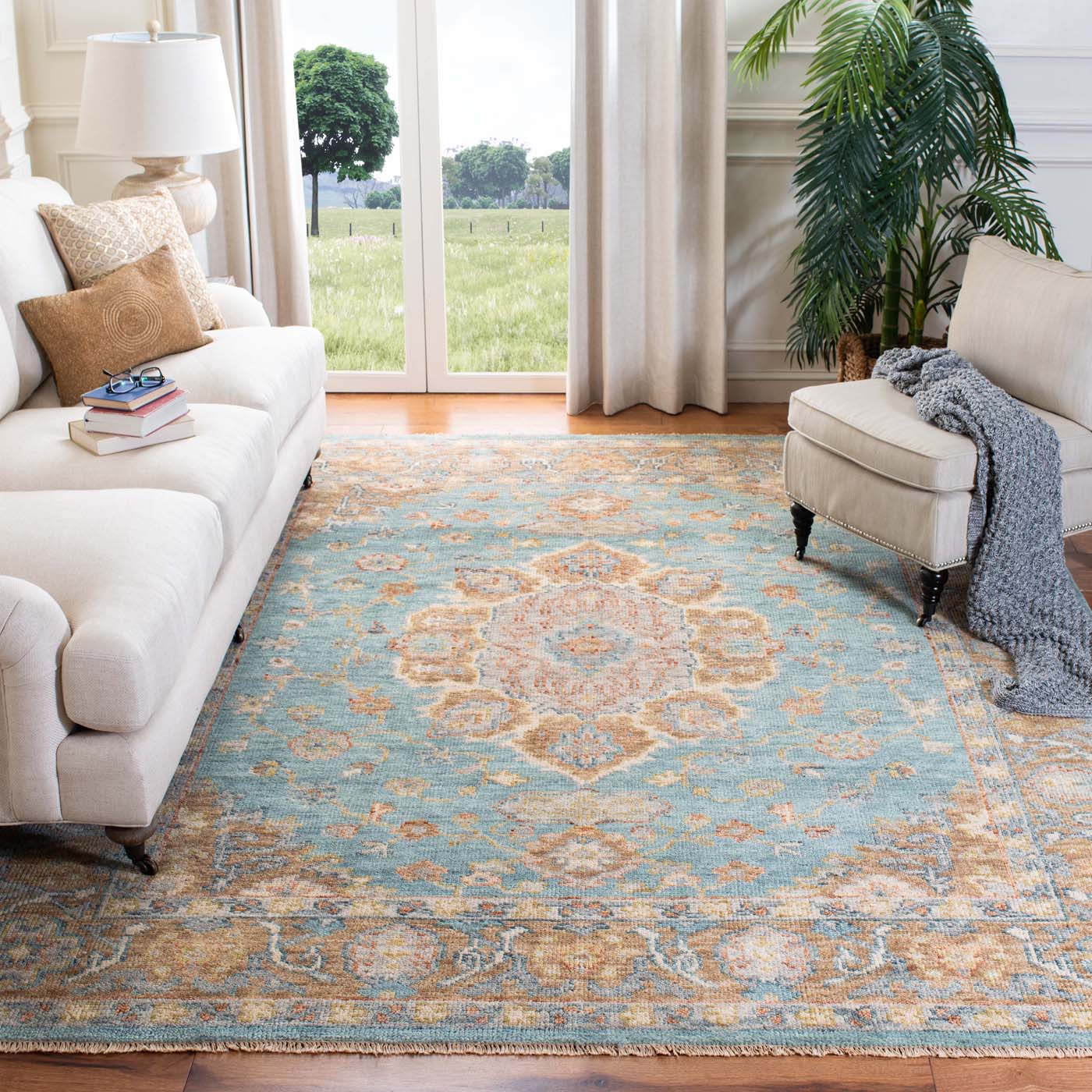 Safavieh Samarkand 139 Rug, SRK139 - Aqua / Gold