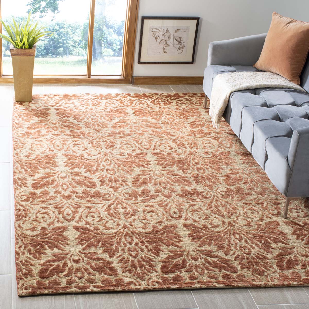 Safavieh Santa Fe 407 Rug, STF407 - Wicker / Rust