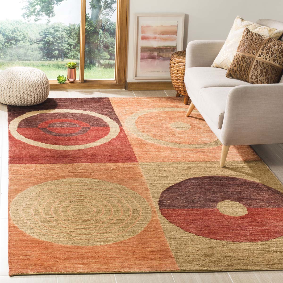 Safavieh Santa Fe 452 Rug, STF452 - Beige / Rust