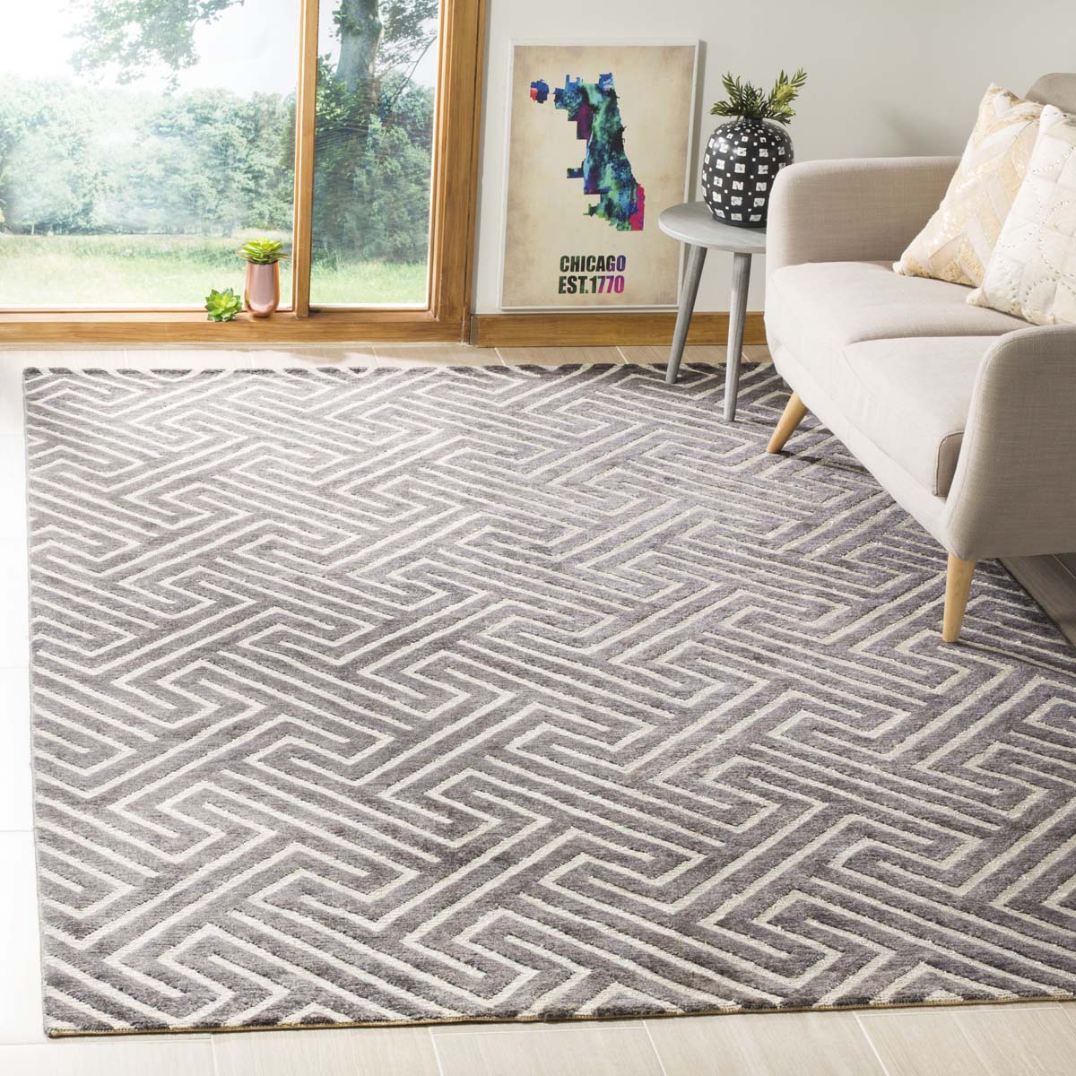 Safavieh Santa Fe 535 Rug, STF535 - Charcoal / Silver