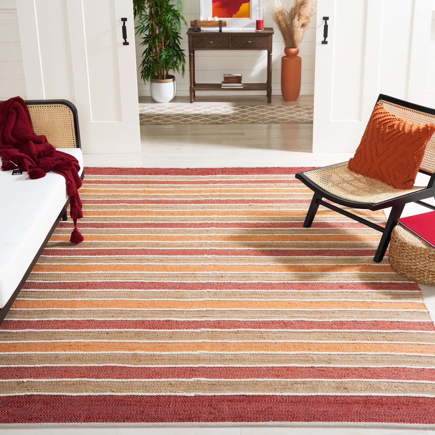 Safavieh Striped Kilim 316 Rug, STK316 - Rust / Red