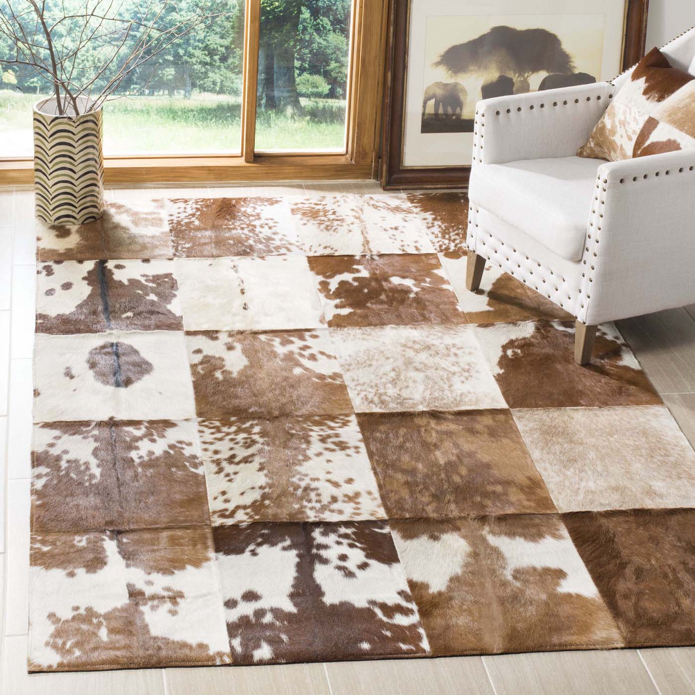 Safavieh Studio Leather 169 Rug, STL169 - Ivory / Tan