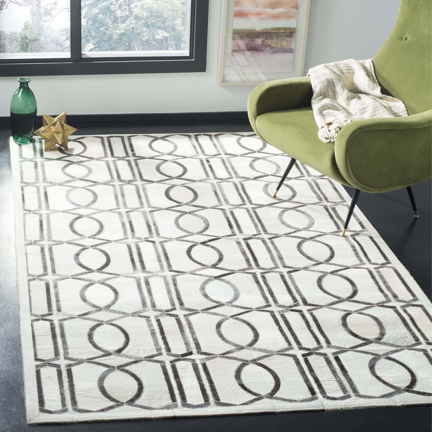 Safavieh Studio Leather 662 Rug, STL662 - Ivory / Grey