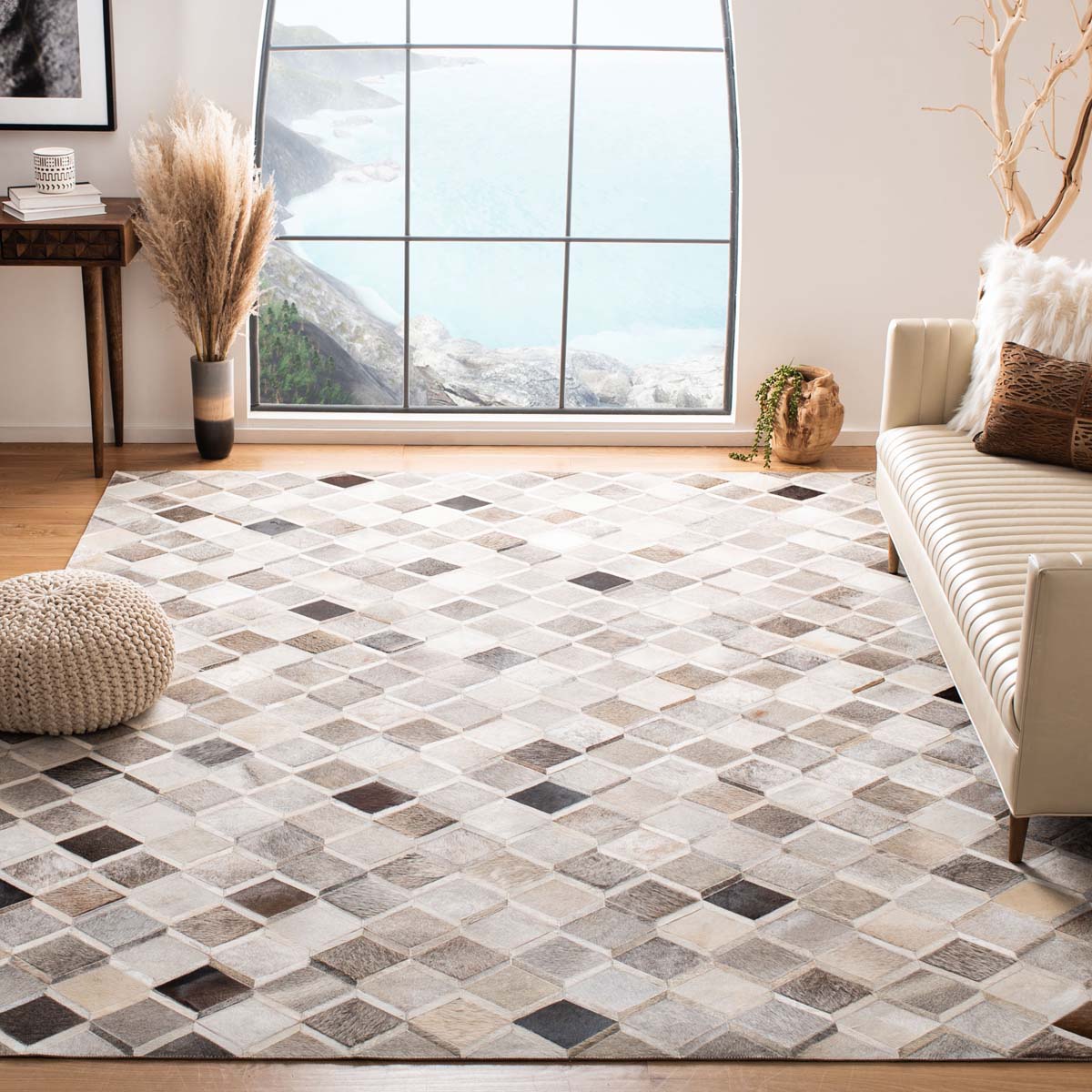 Safavieh Studio Leather 807 Rug, STL807 - Ivory / Grey