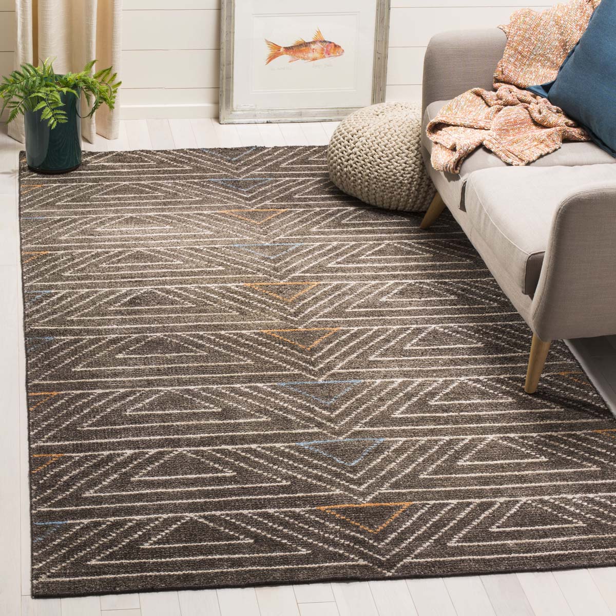 Safavieh Stone Wash 901 Rug, STW901 - Dark Brown / Multi