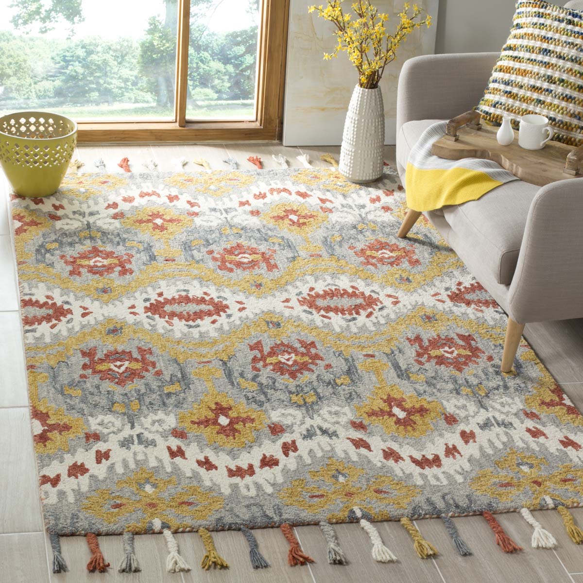 Safavieh Suzani 202 Rug, SZN202 - Grey / Gold