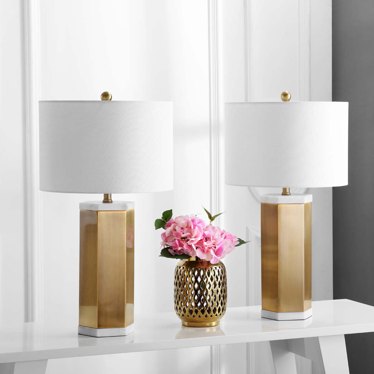 Safavieh Alya Table Lamp, TBL4047 - White/Brass Gold (Set of 2)