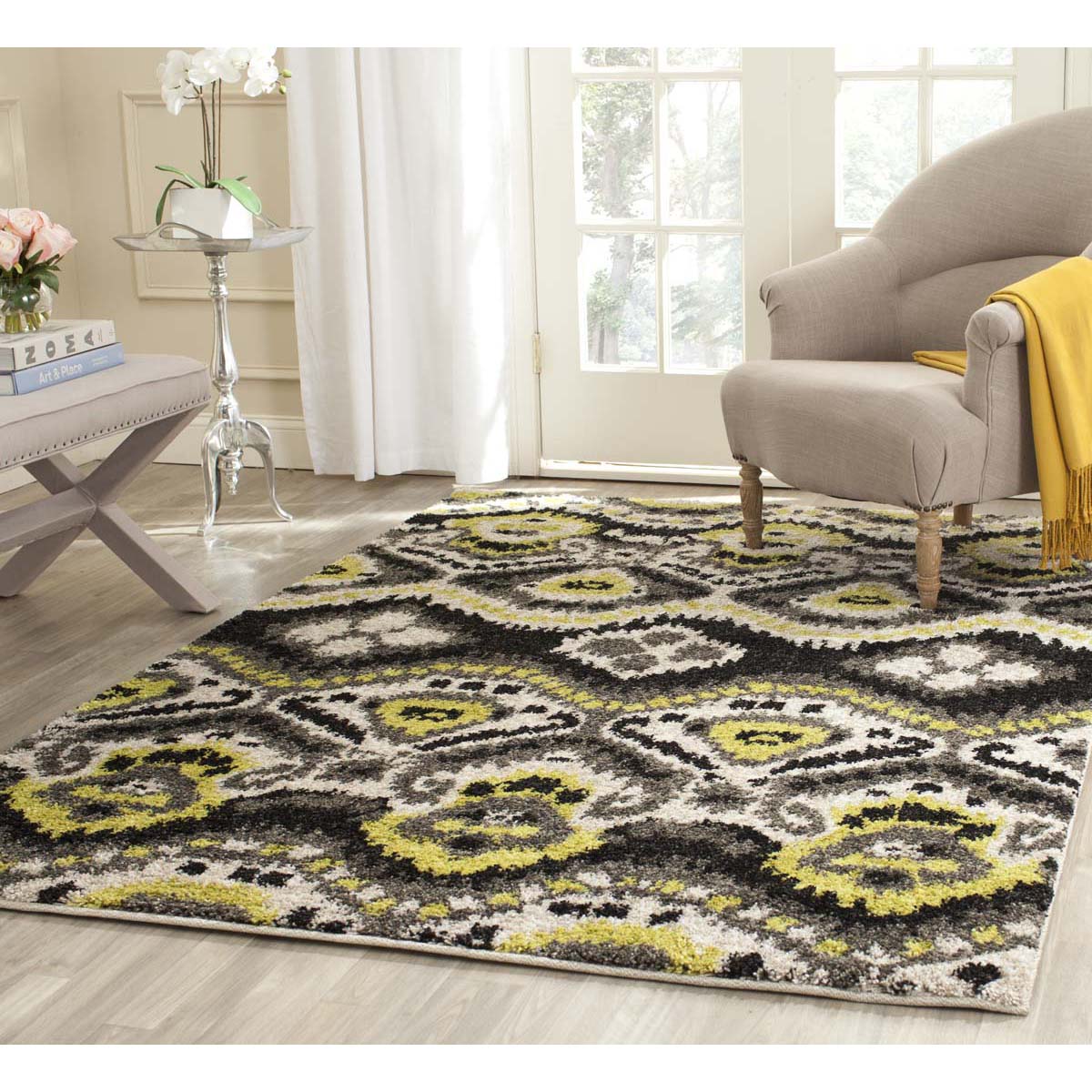 Safavieh Tibetan Shag 553 Rug, TBS553 - Black / Green