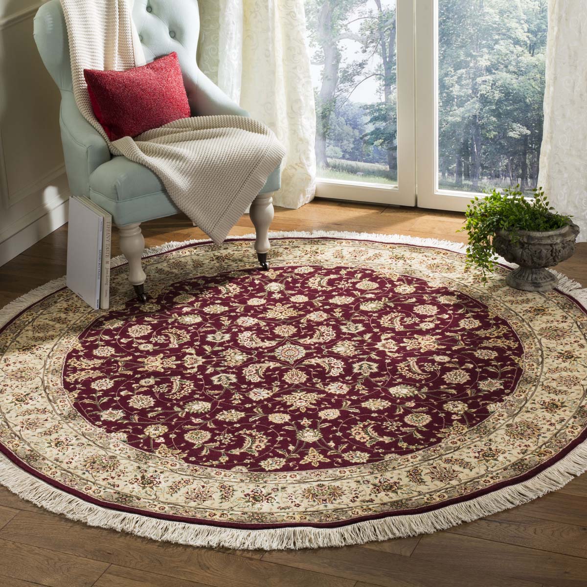 Safavieh Tabriz Floral 5- Rug, TF35- - Burgundy / Yellow