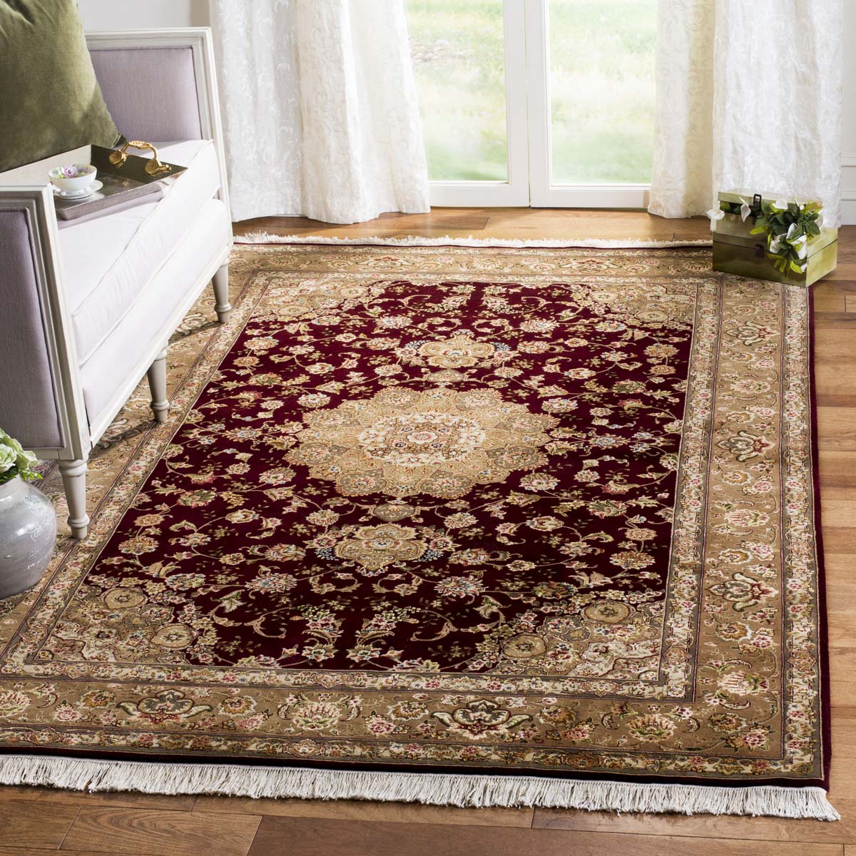 Safavieh Tabriz Floral 5- Rug, TF75- - Burgundy / Camel