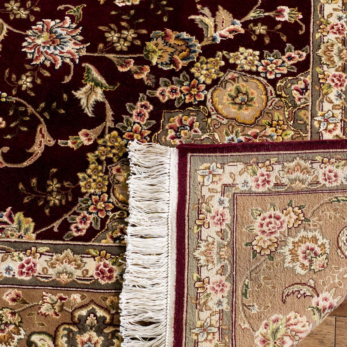 Safavieh Tabriz Floral 5- Rug, TF75- - Burgundy / Camel